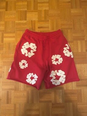 Denim Tear Red Floral Graphic Sweatshorts